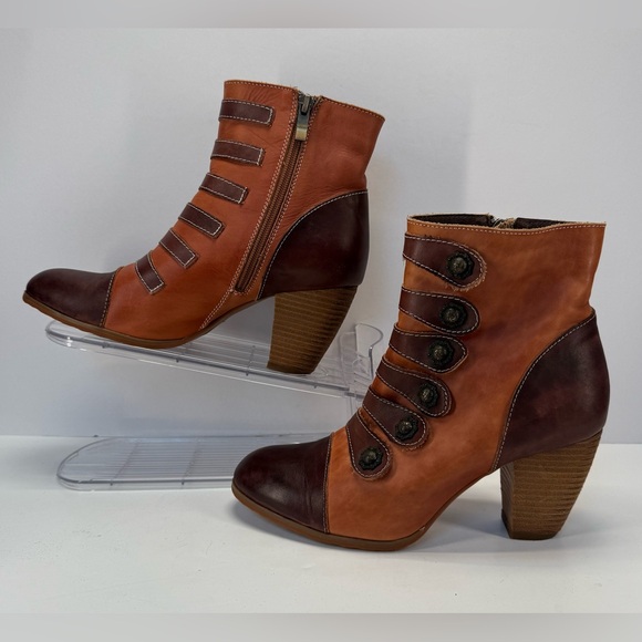 Spring step L’Artiste Lovech Two-Tone Leather Heeled Boots women’s size 9 - Picture 3 of 14